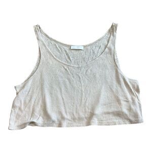 Sablyn Cream Ribbed Cotton Cashmere Crop Tank Top M